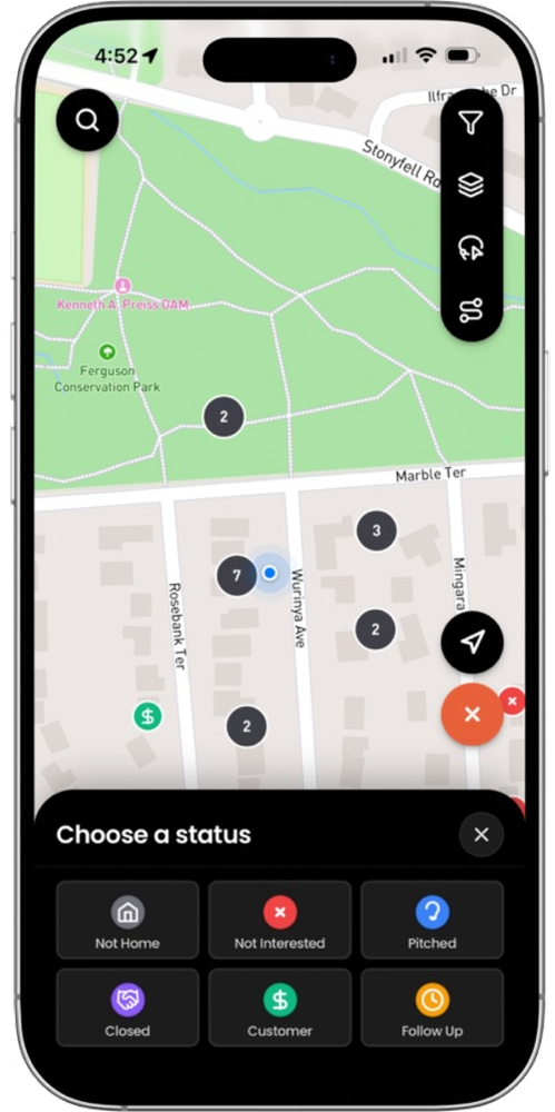 Knockd on iPhone: choose an outcome sheet after logging a knock